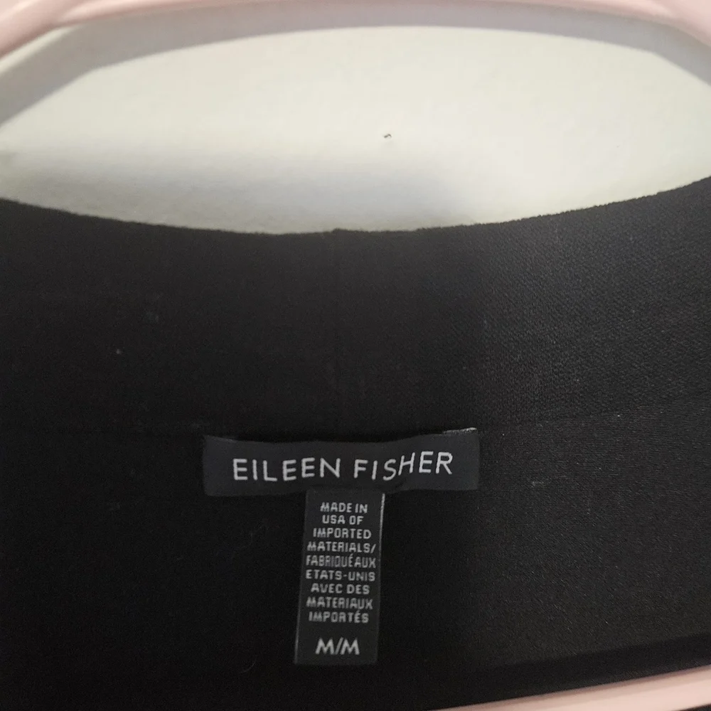 Eileen Fisher Black Open-Front Oversized Lightweight Cardigan Size M
